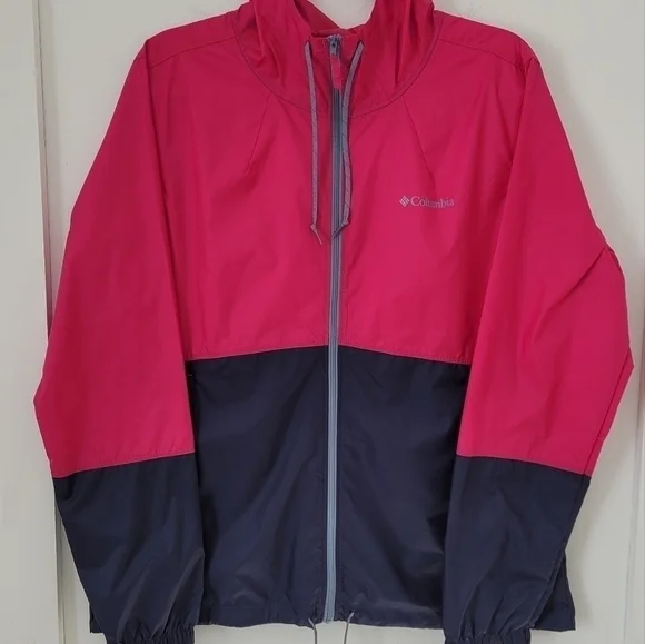 Columbia Flash Forward Windbreaker Jacket Pink Blue Large - Picture 2 of 12